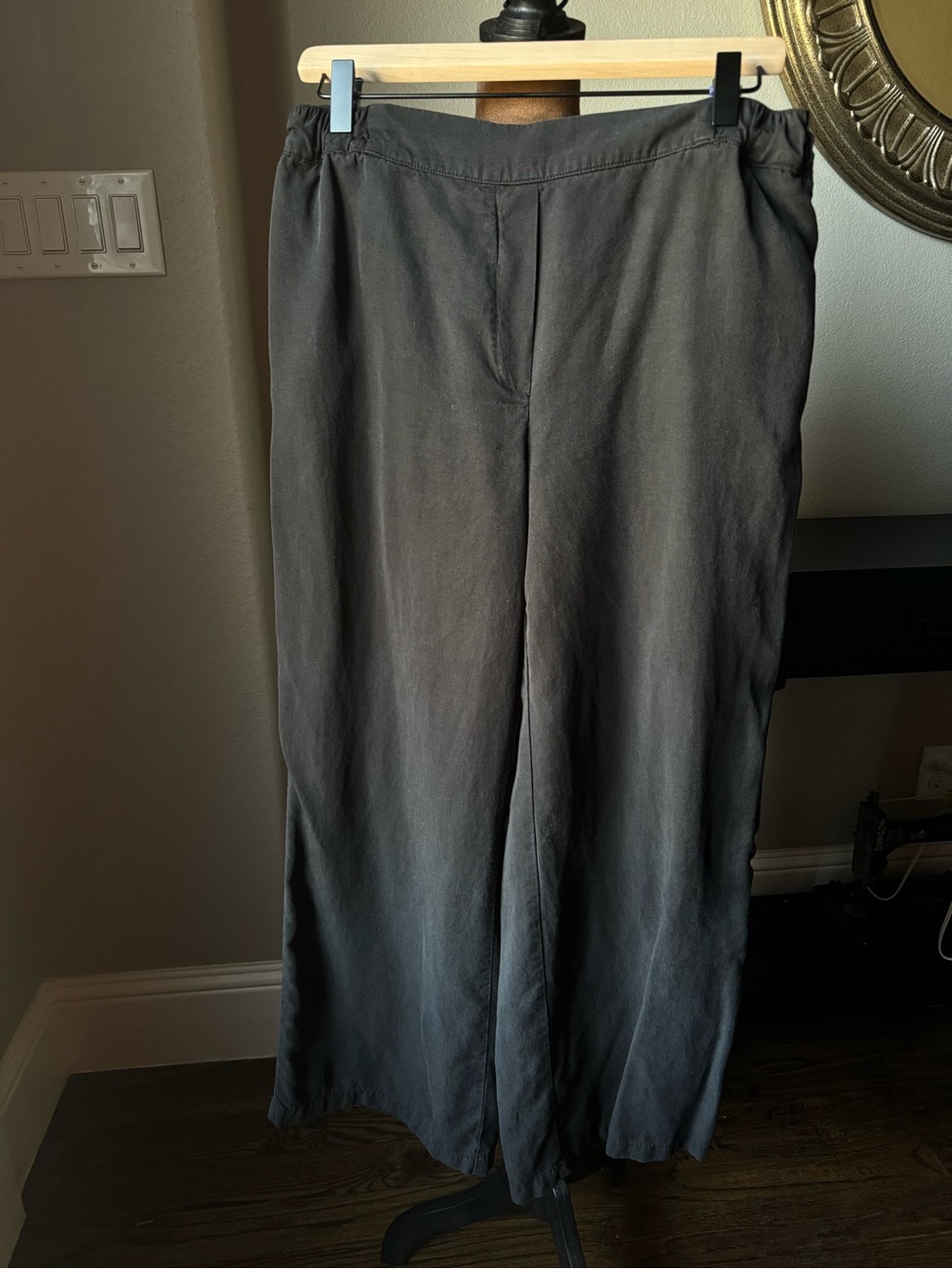 Philosophy Petite Tencel Wide Leg Palazzo Pants Pull On Black PM